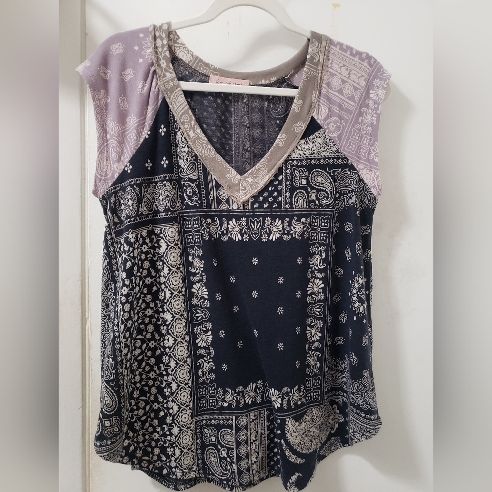 Paisley patch work blouse, size small